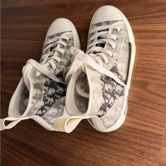Dior High-Top Sneakers - White and Gray Monogram - Picture 5 of 7